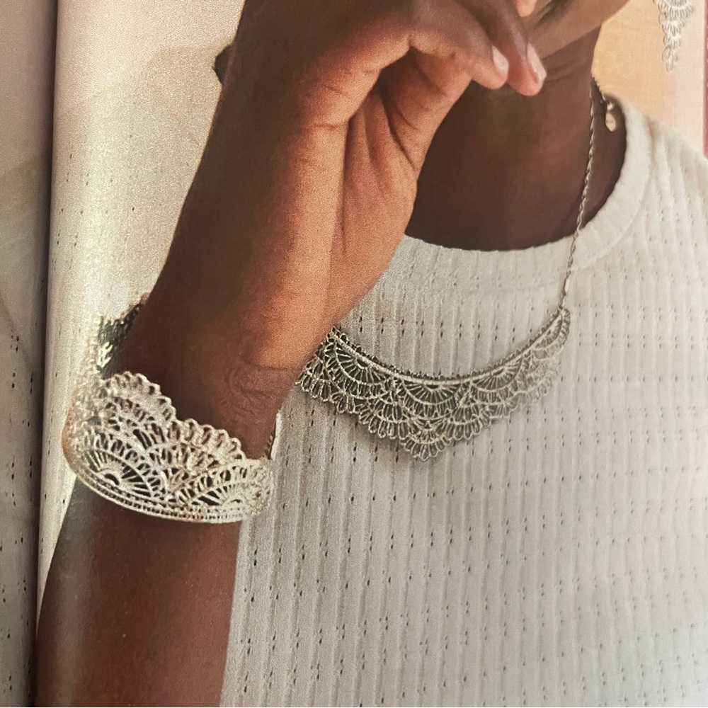 Silver Queen’s Lace Cuff Bracelet by Chloe & Isabel Adjustable NWOT